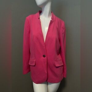 TALBOTS Women’s Pink Stretch Cotton Twill LS One Button Jacket Blazer Size 12